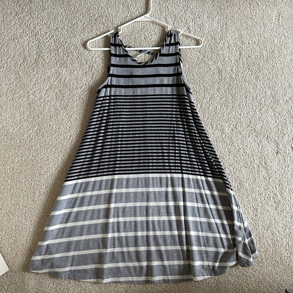 Grey, black, and white flowy dress